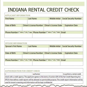 Indiana Rental Credit Check Form