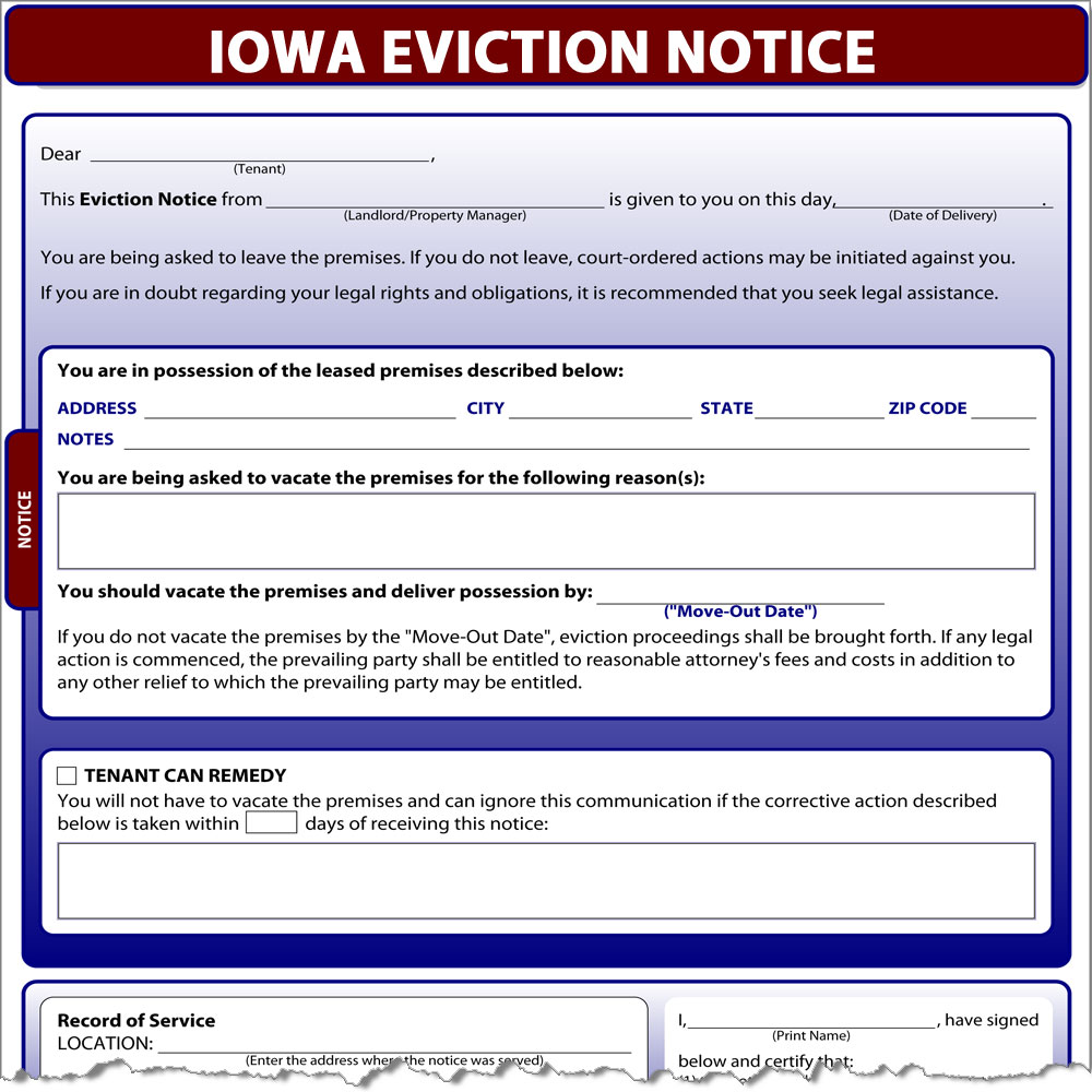Iowa Eviction Notice Form