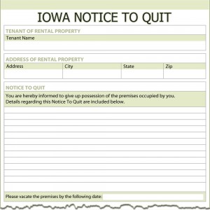 Iowa Notice to Quit Form