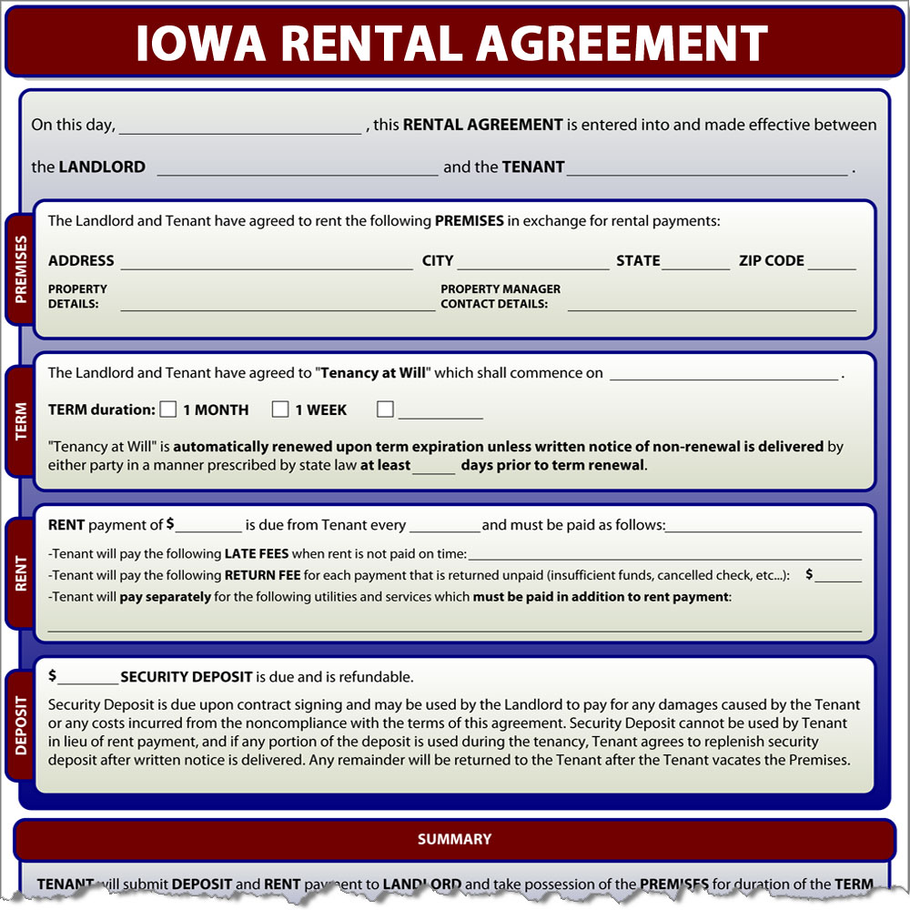 Iowa Rental Agreement Form