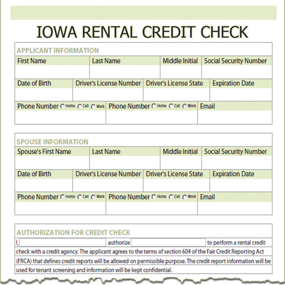 Iowa Rental Credit Check Form