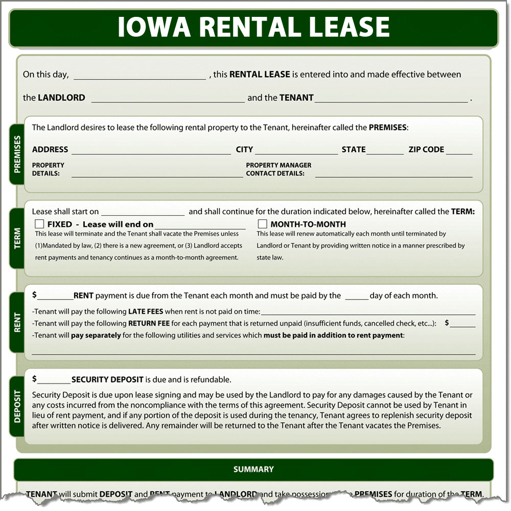 Iowa rental Lease Form