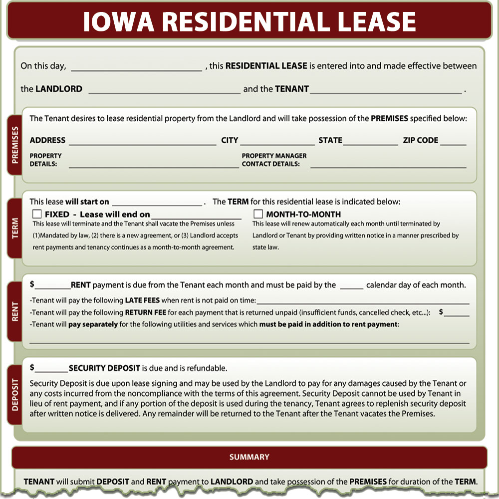 Iowa Residential Lease Form
