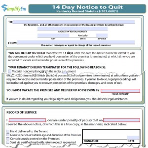 Kentucky Notice to Quit Form