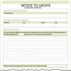 Landlord Notice to Vacate