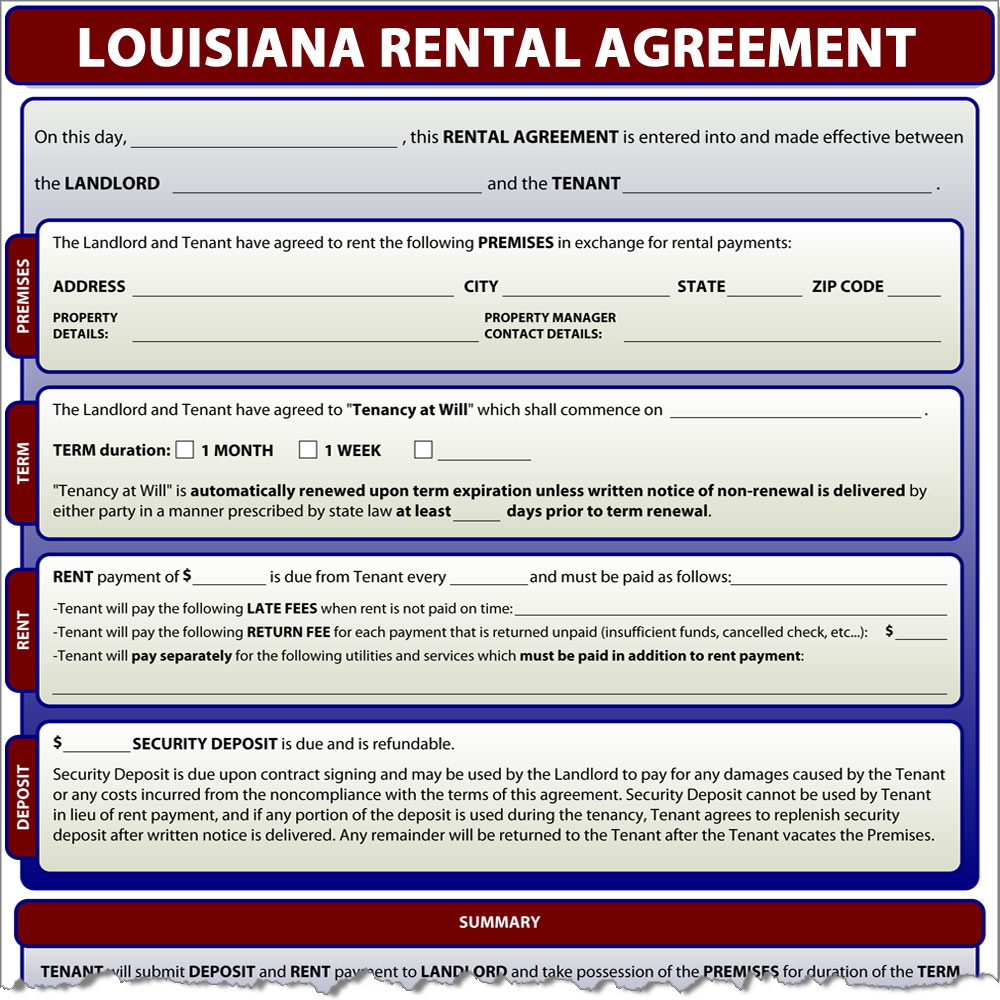 Louisiana Rental Agreement Form