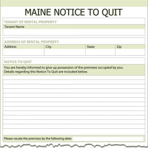 Maine Notice to Quit Form