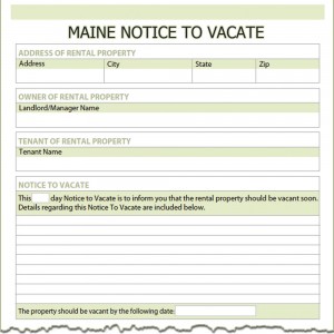 Maine Notice to Vacate Form