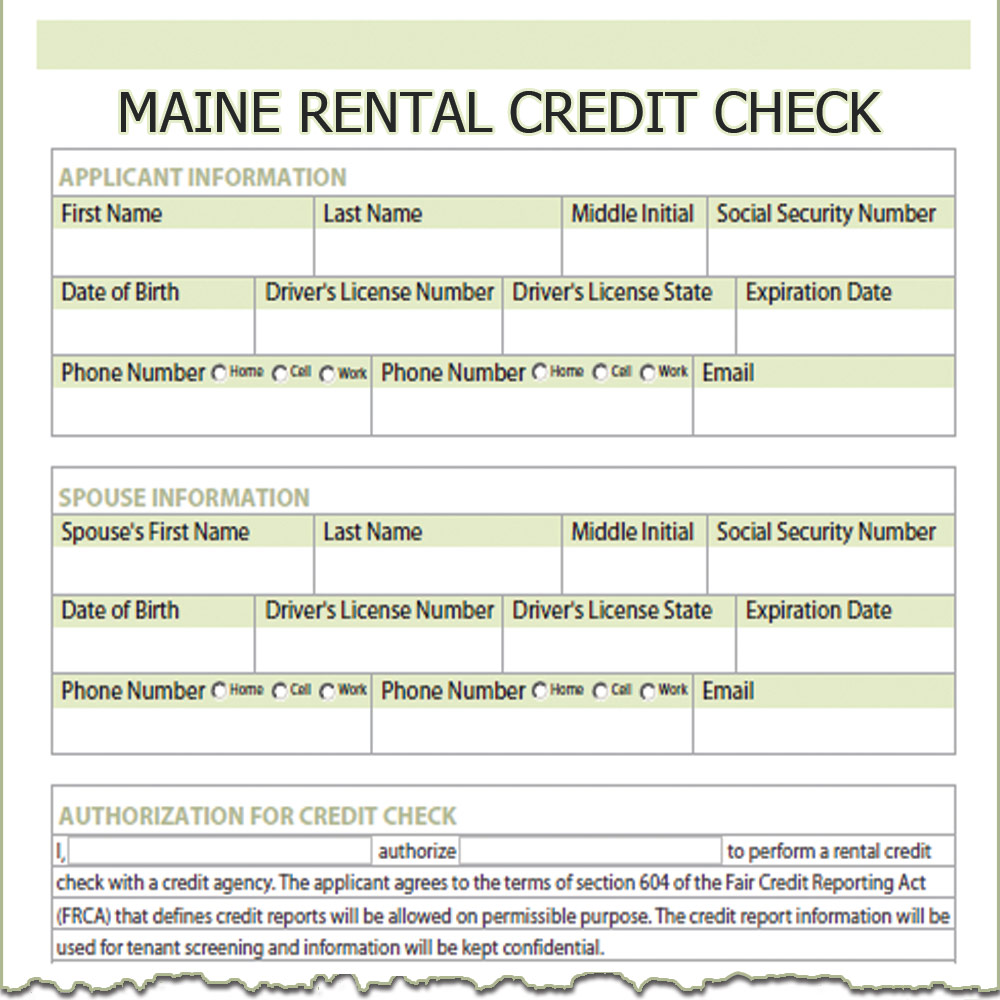 Maine Rental Credit Check Form