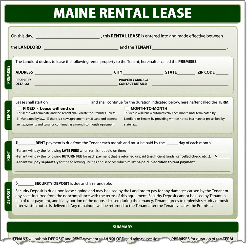 Maine rental Lease Form