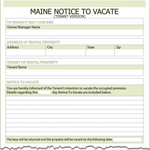 Maine Tenant Notice to Vacate