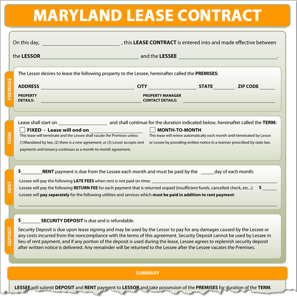 Maryland Lease Contract Form