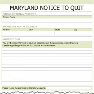 Maryland Notice to Quit Form