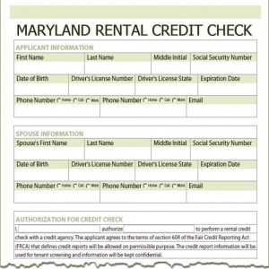 Maryland Rental Credit Check Form