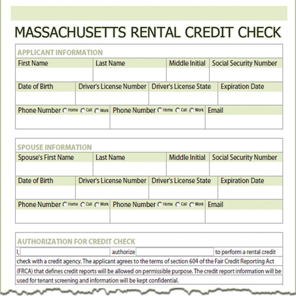 Massachusetts Rental Credit Check Form