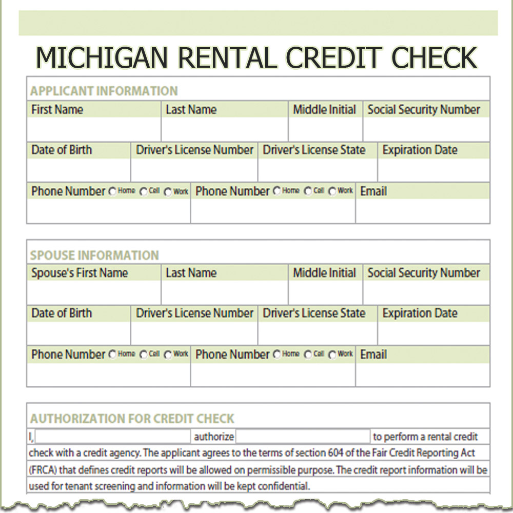 Michigan Rental Credit Check Form