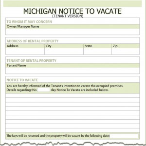 Michigan Tenant Notice to Vacate