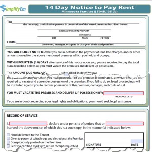 Minnesota Notice to Pay Rent Form