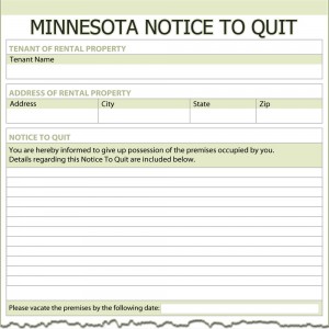 Minnesota Notice to Quit Form
