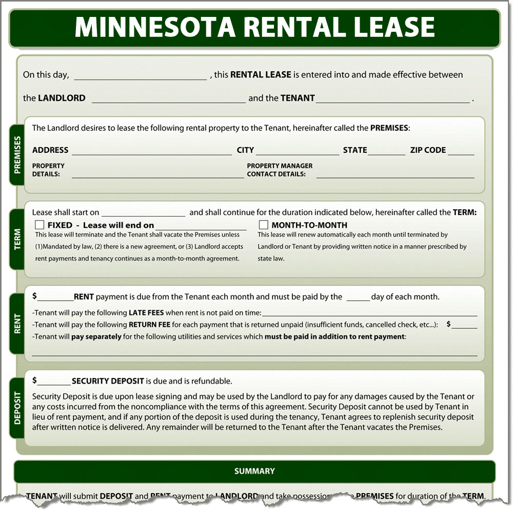 Minnesota rental Lease Form