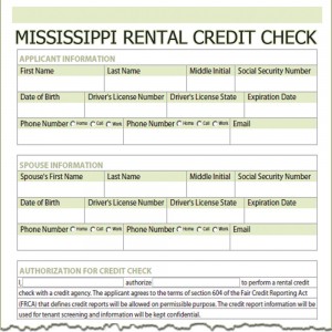 Mississippi Rental Credit Check Form