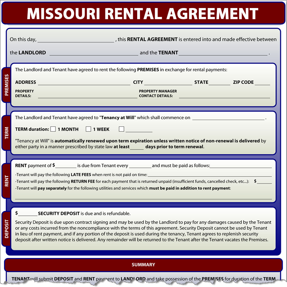 Missouri Rental Agreement Form