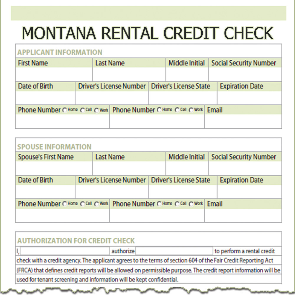 Montana Rental Credit Check Form