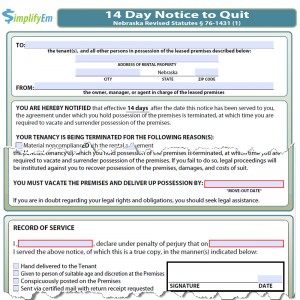 Nebraska Notice to Quit Form