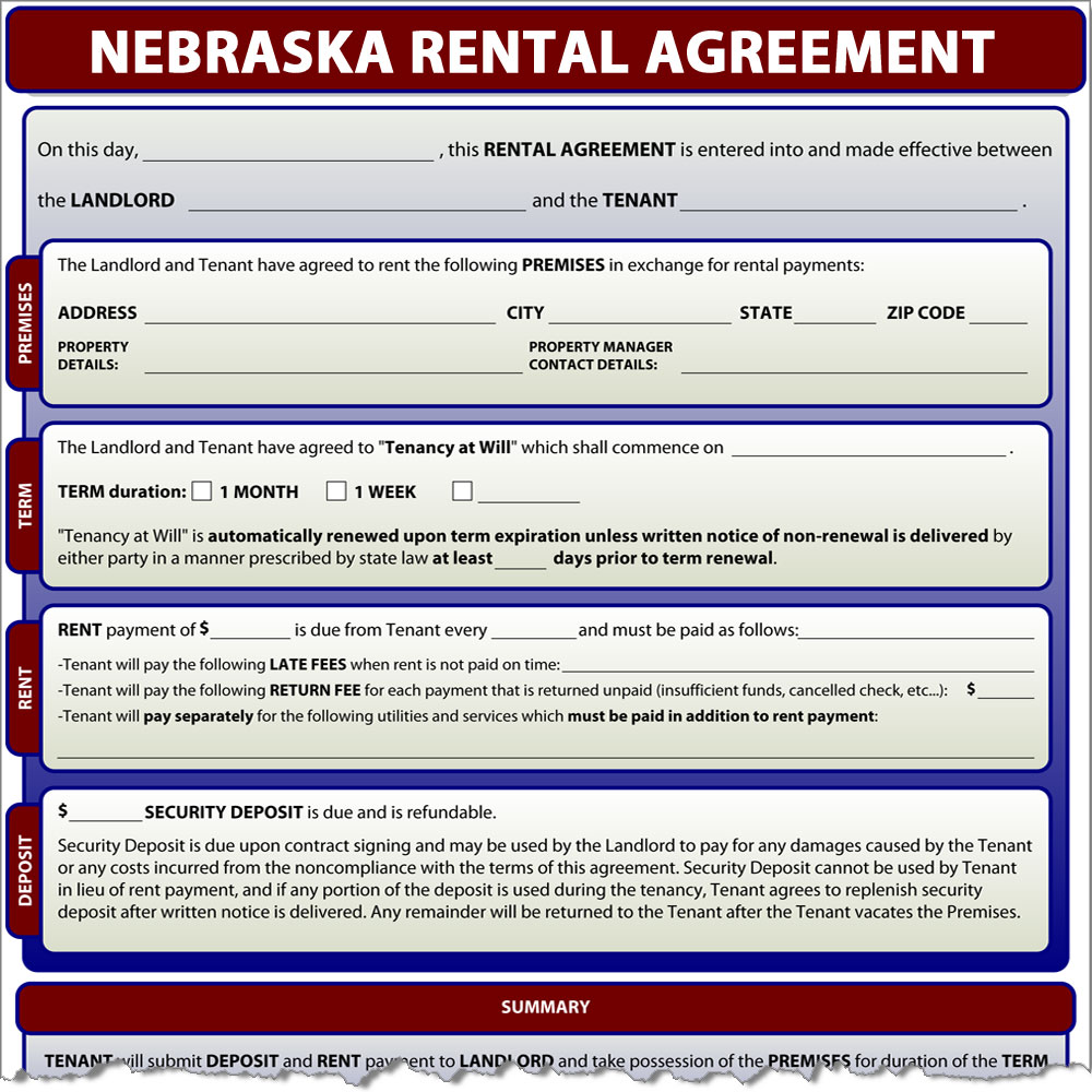 Nebraska Rental Agreement Form