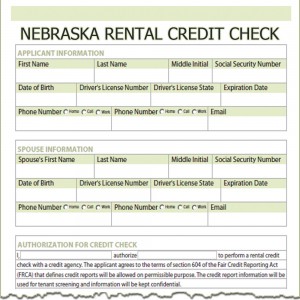 Nebraska Rental Credit Check Form