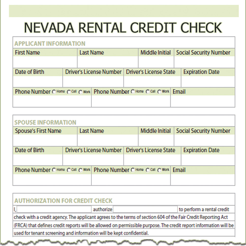Nevada Rental Credit Check Form