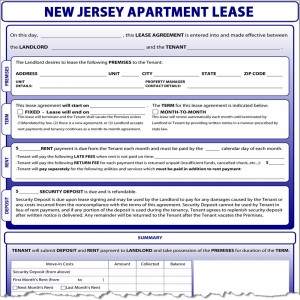 New Jersey Apartment Lease Form