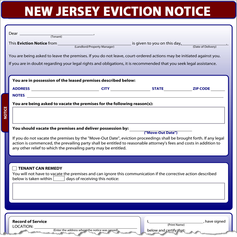 New Jersey Eviction Notice Form