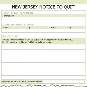 New Jersey Notice to Quit Form