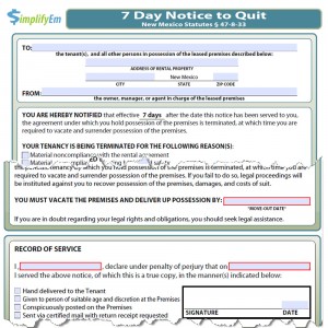 New Mexico Notice to Quit Form