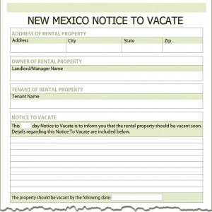 New Mexico Notice to Vacate Form