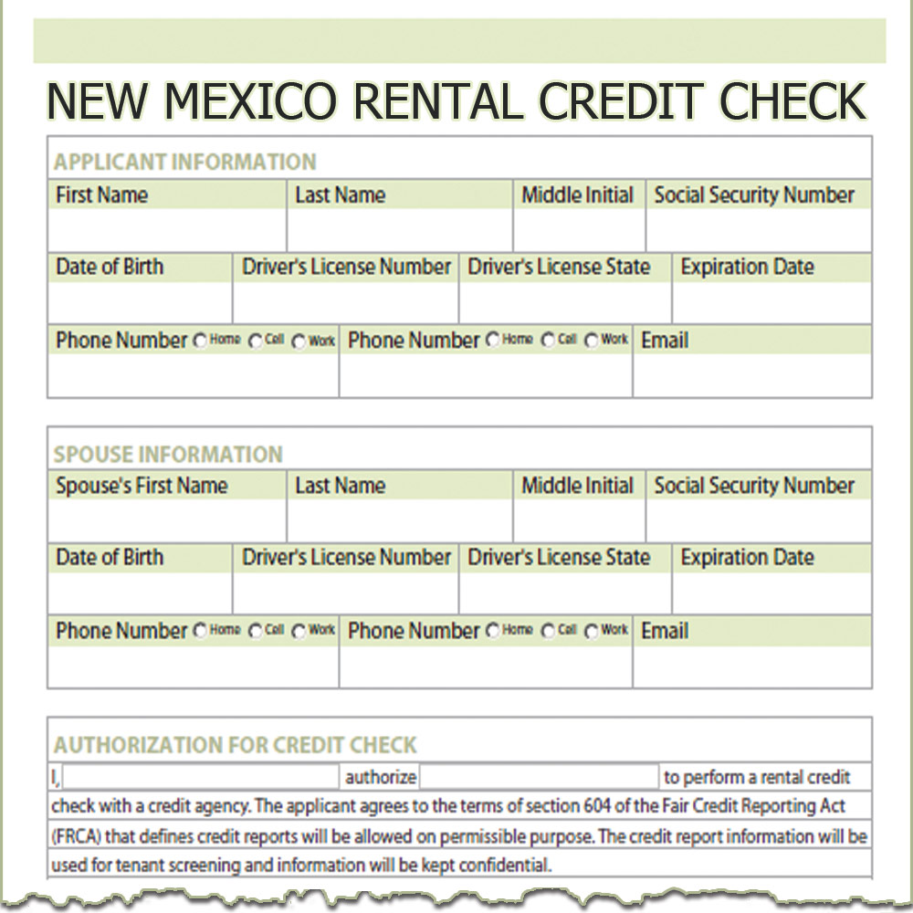 New Mexico Rental Credit Check Form