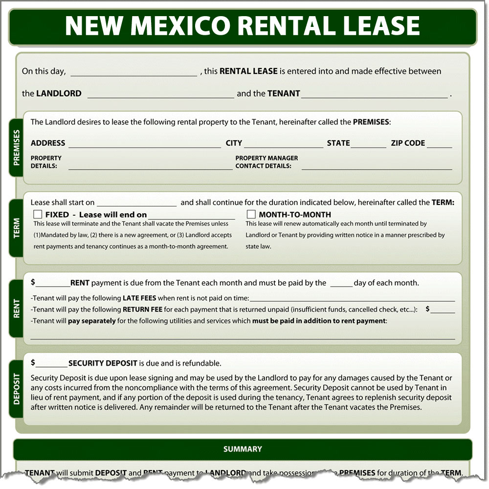 New Mexico rental Lease Form