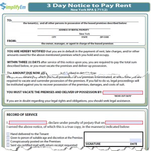 New York Notice to Pay Rent Form