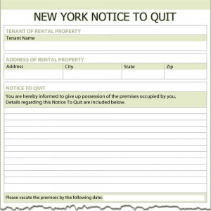 New York Notice to Quit Form