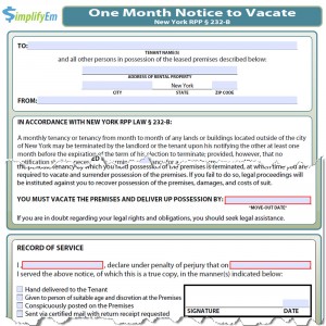 New York Notice to Vacate Form