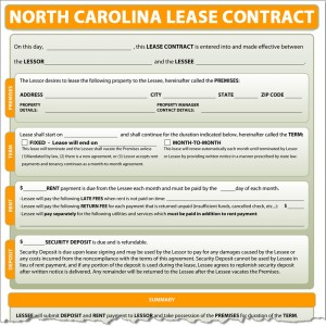 North Carolina Lease Contract Form