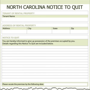 North Carolina Notice to Quit Form