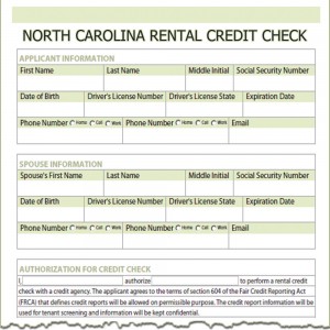 North Carolina Rental Credit Check Form