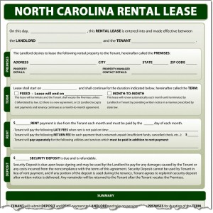 North Carolina Rental Lease Form