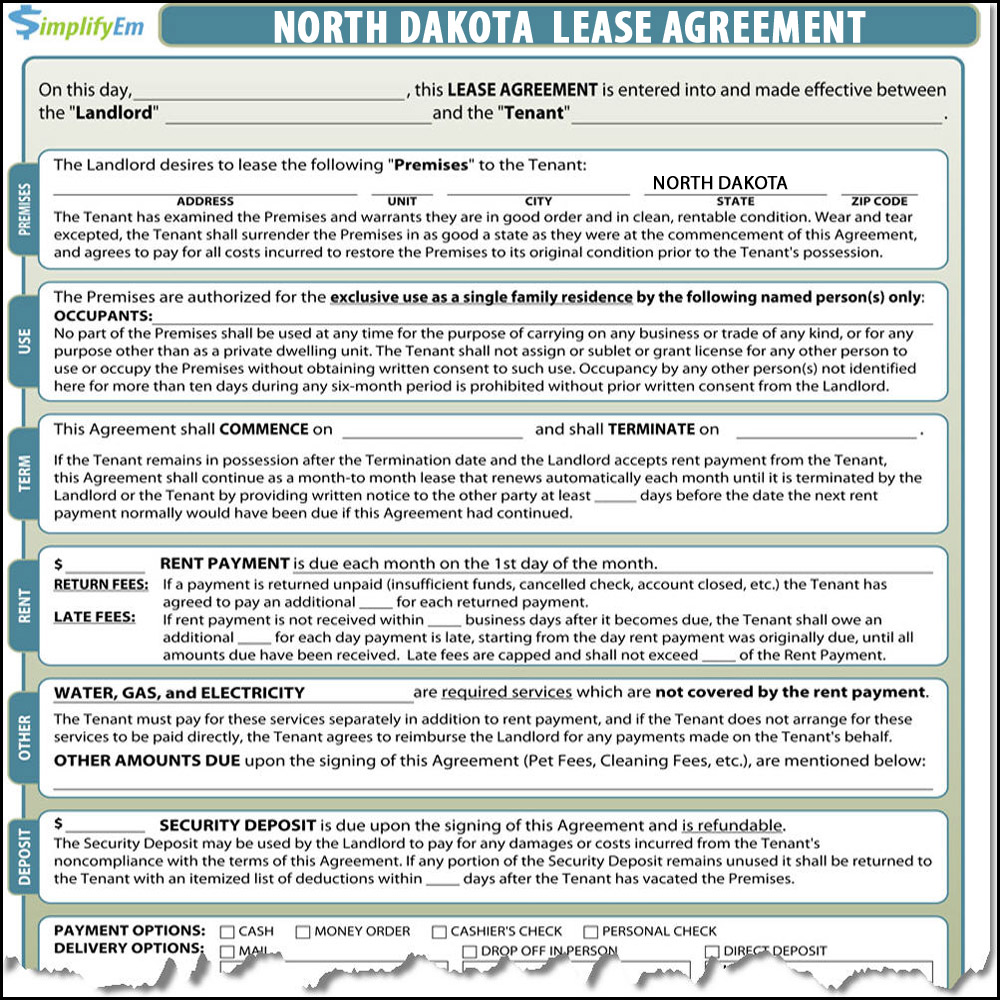 North Dakota Lease Agreement Simplifyem Com