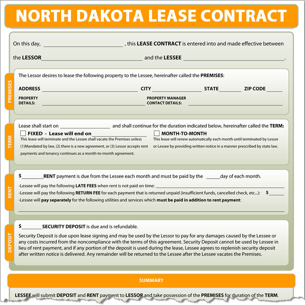 North Dakota Lease Contract Form