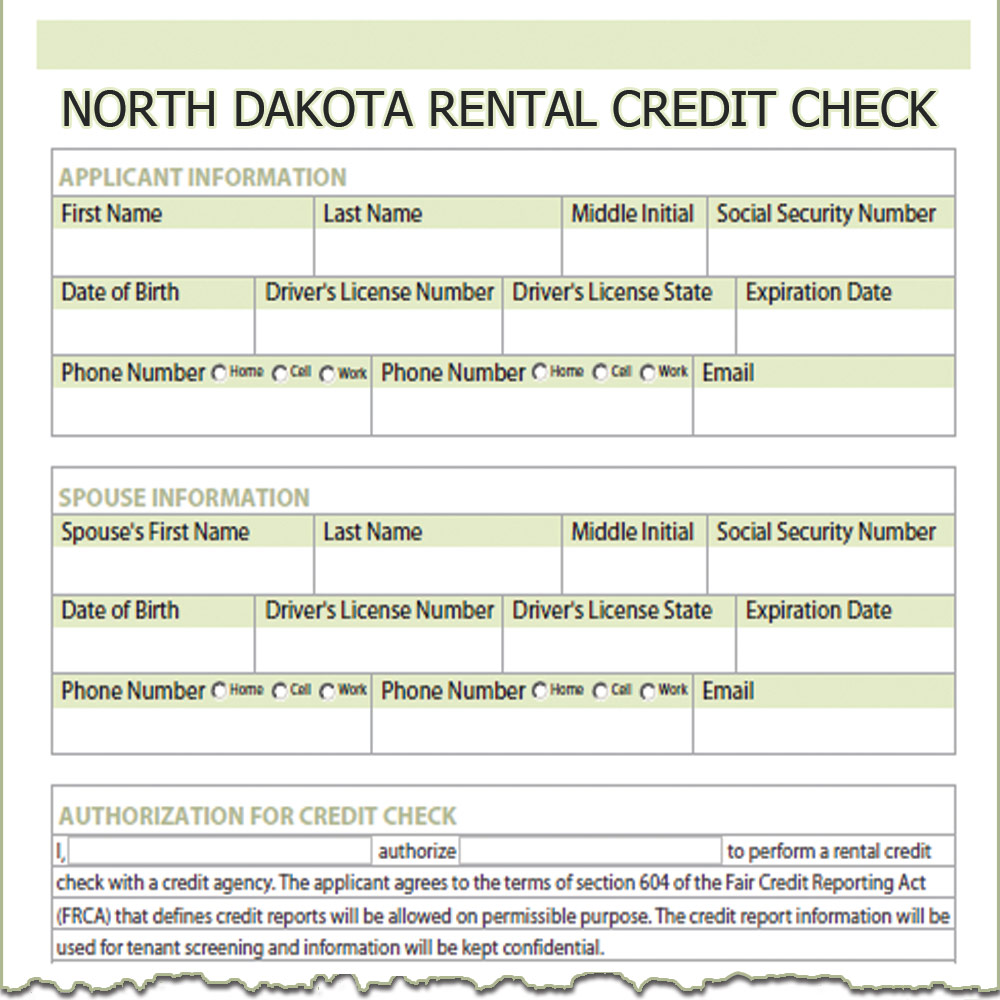 North Dakota Rental Credit Check Form