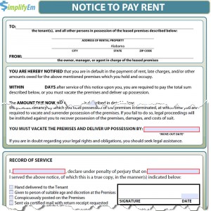 Notice to Pay Rent Form