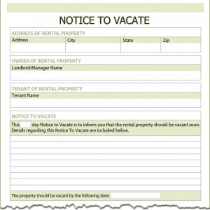 Notice to Vacate